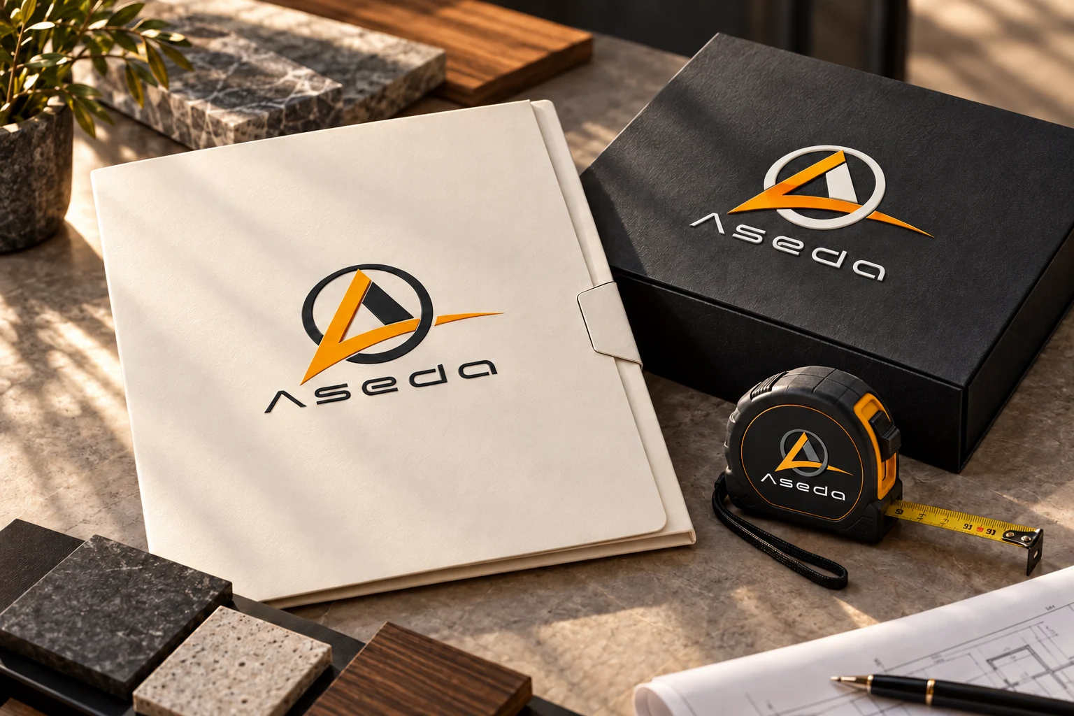 Aseda brand applications concept