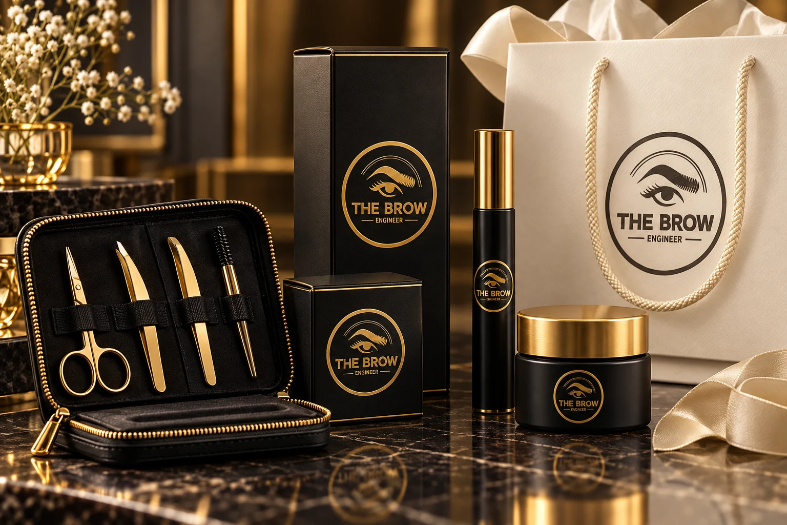 The Brow Engineer brand applications concept