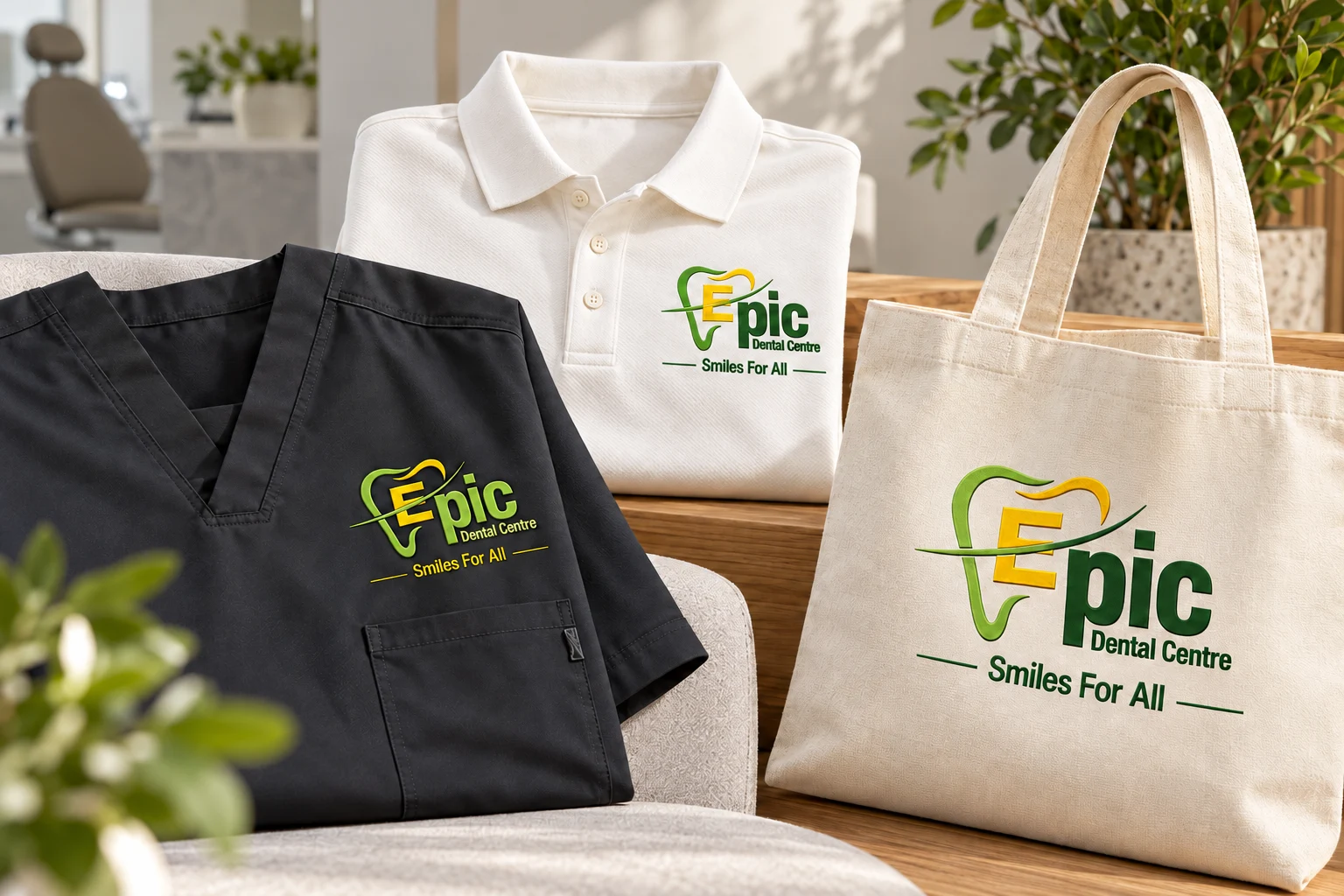 Epic Dental branded apparel concept