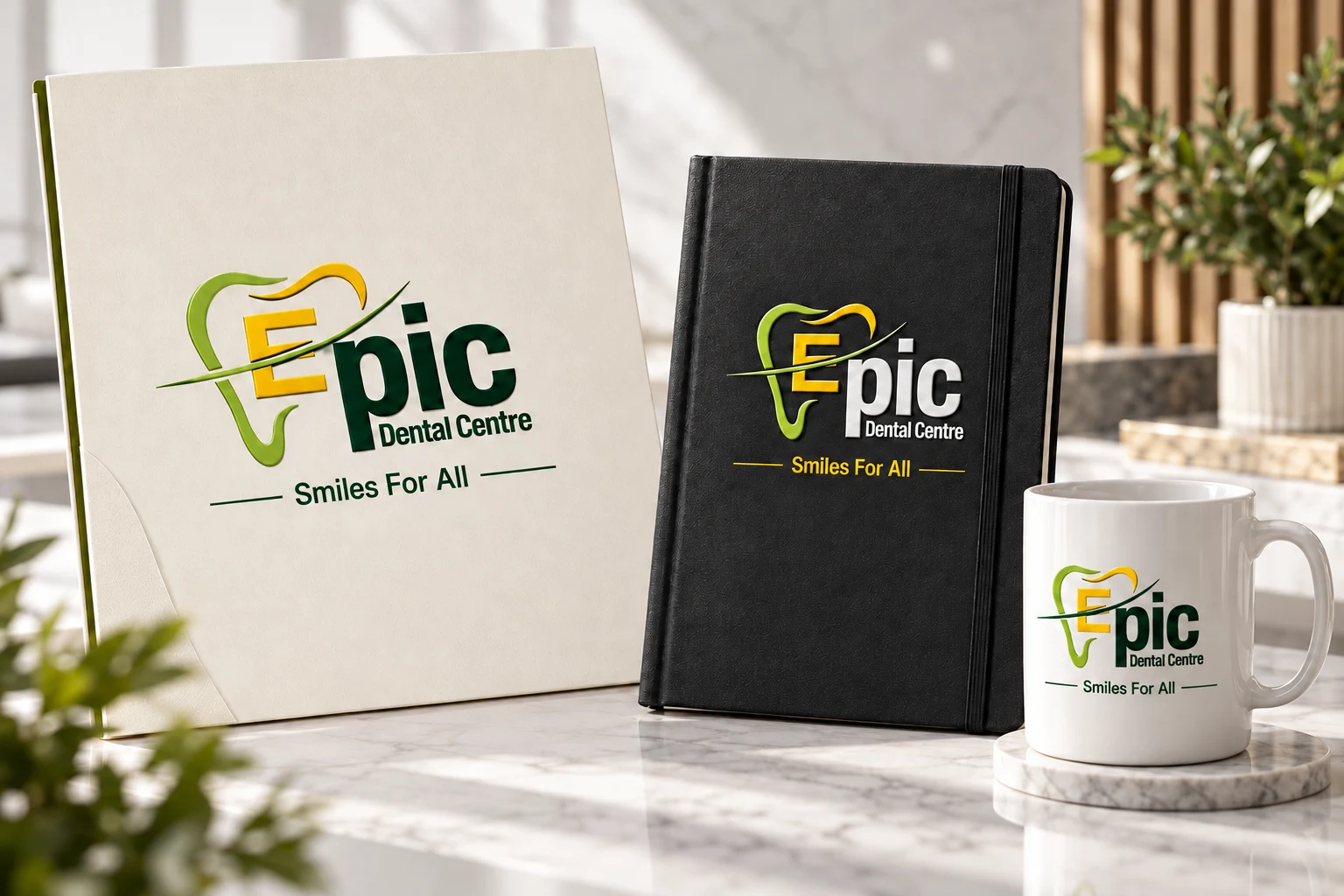 Epic Dental brand applications concept