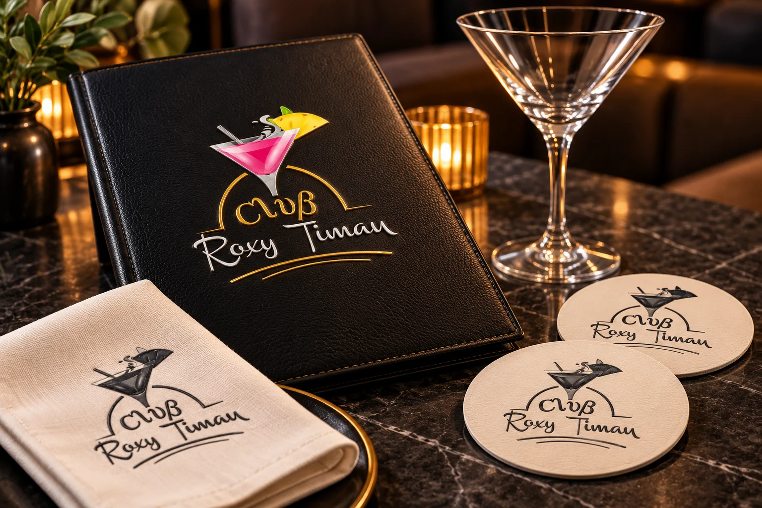 Club Roxy Timau menu and tabletop