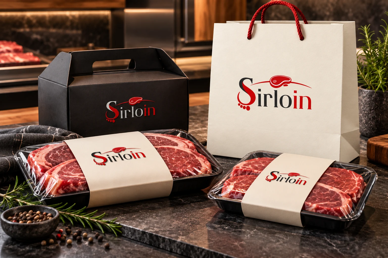 Sirloin meat packaging