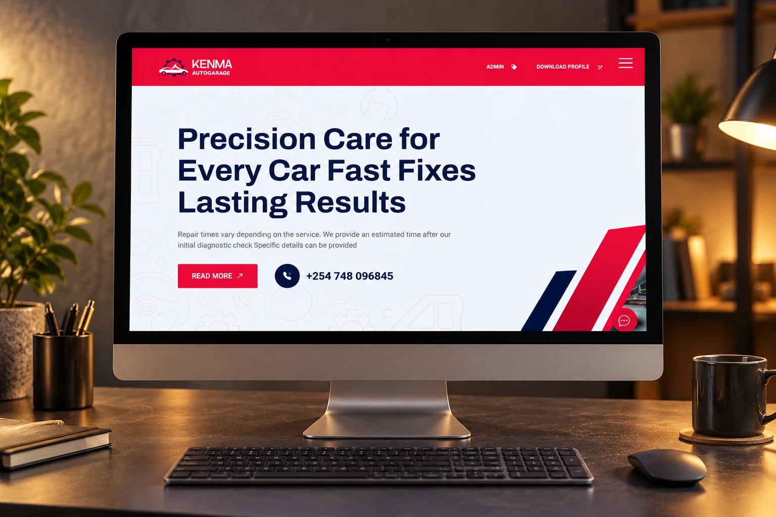 Kenma Auto Garage website project by Mocky Digital