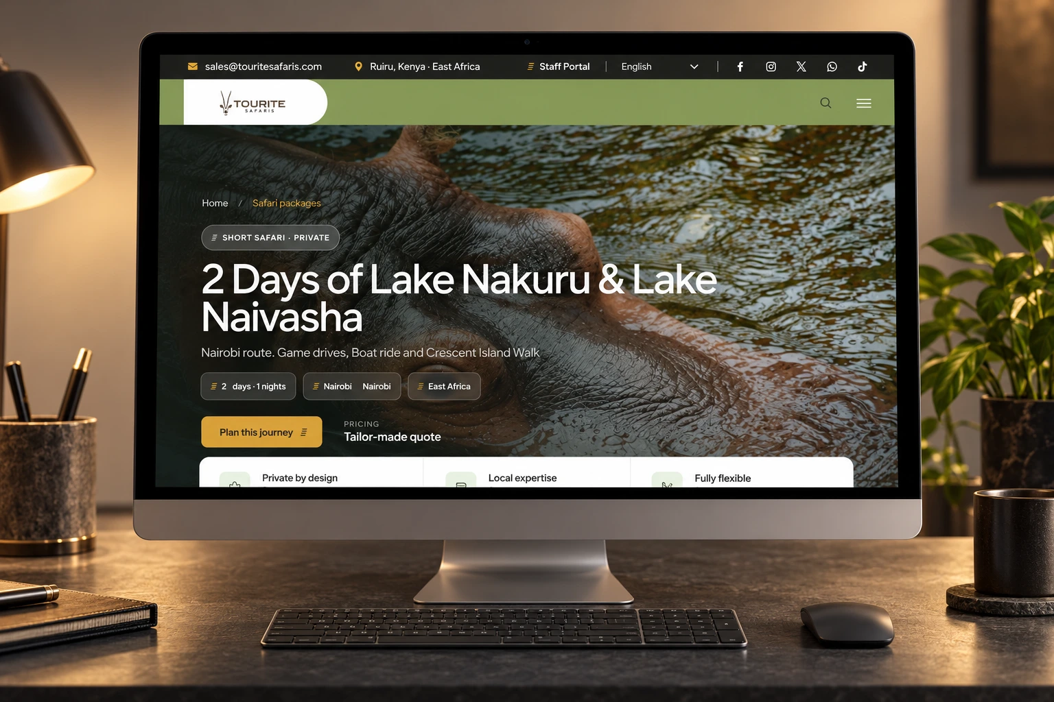 Tourite Safaris website project by Mocky Digital