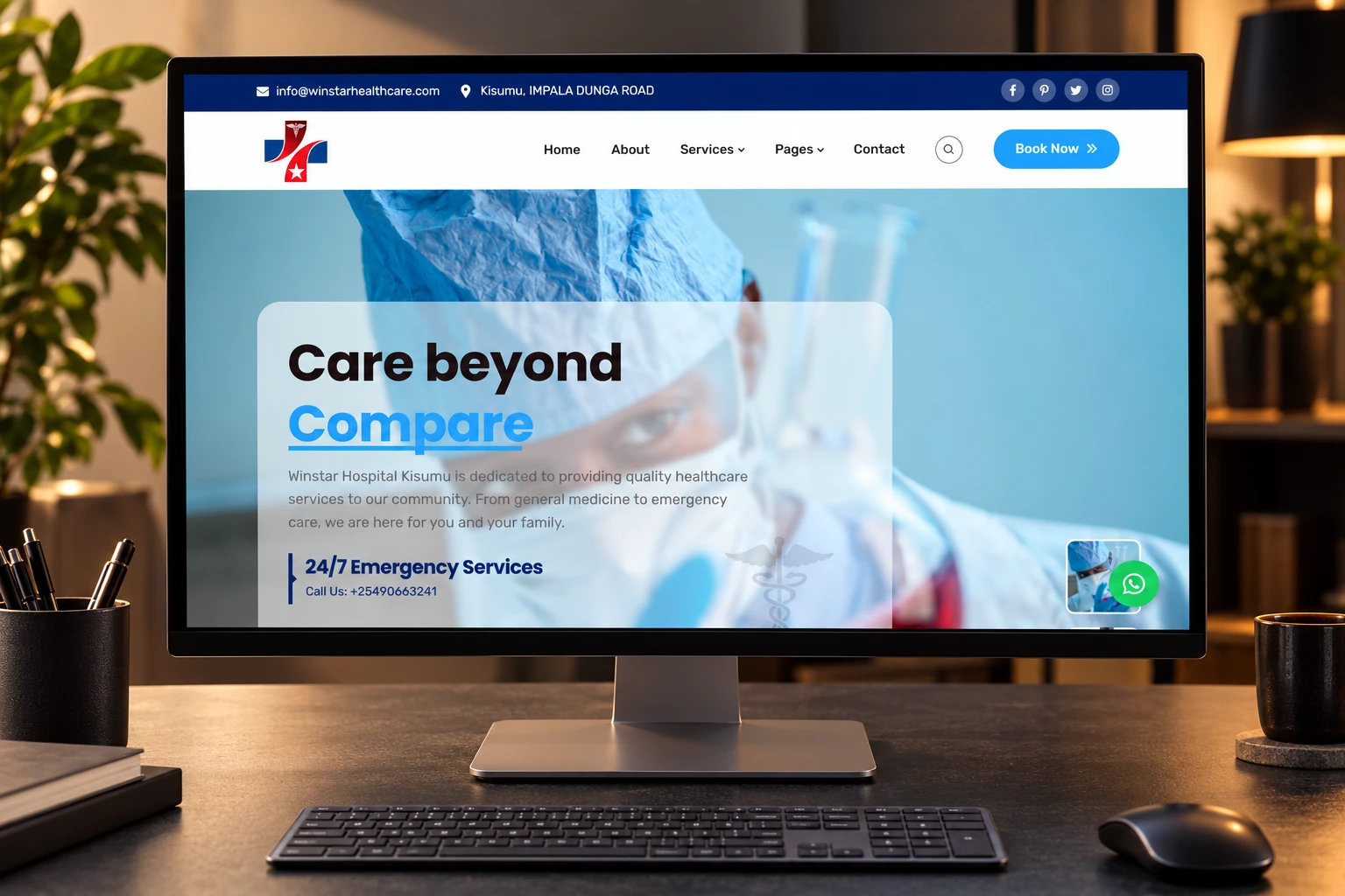 Winstar Hospital Kisumu website project by Mocky Digital