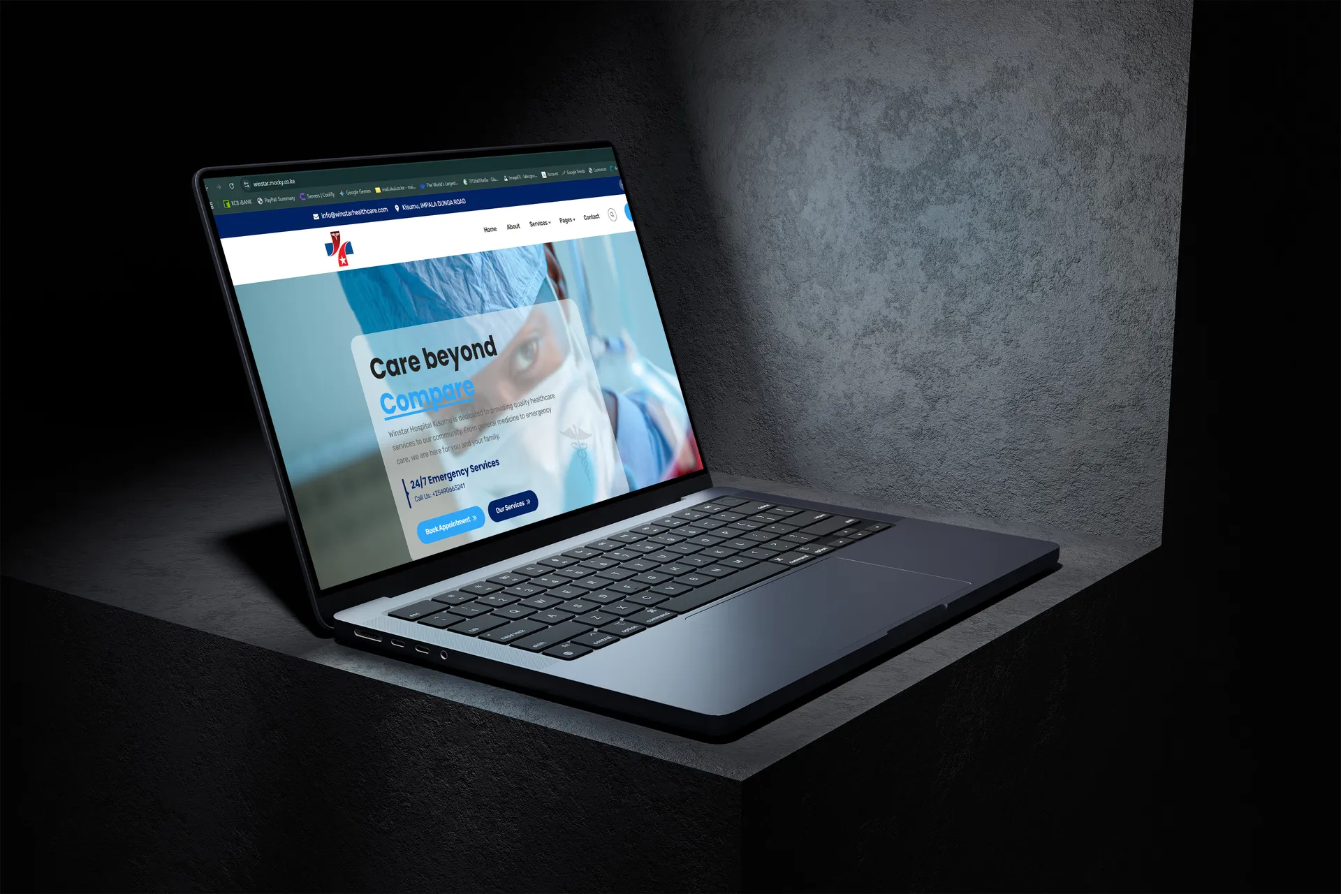 Winstar Hospital Kisumu website project by Mocky Digital