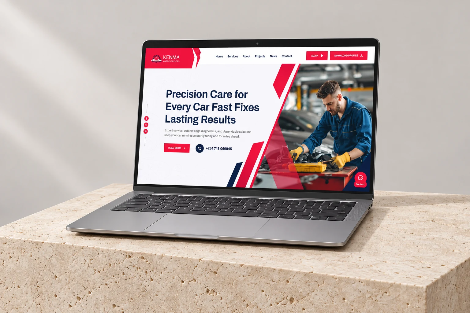 Kenma Auto Garage website project by Mocky Digital