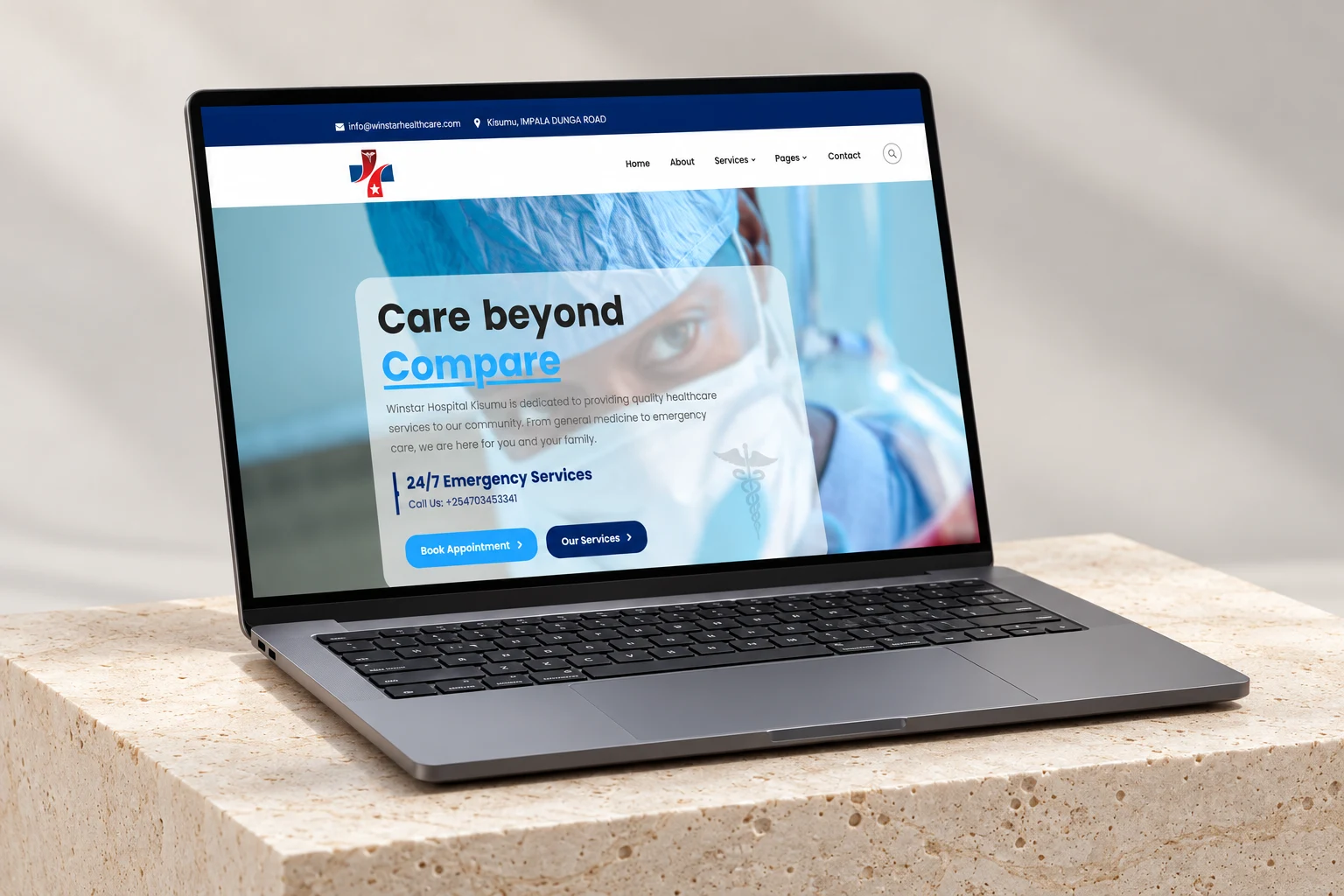 Winstar Hospital Kisumu website project by Mocky Digital
